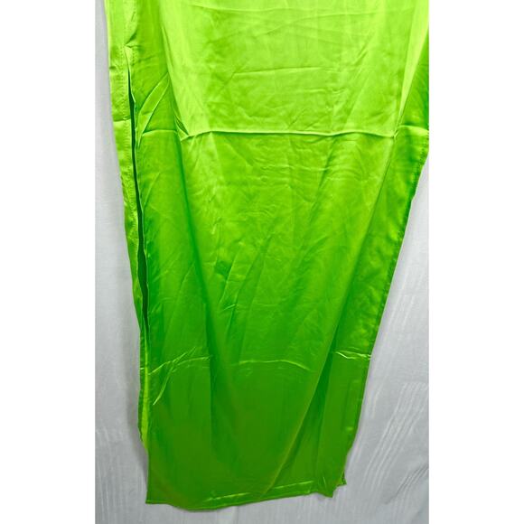 White Fox Got Game 2 Piece Satin Maxi Skirt & Crop Top Set Lime Green XS NWT - Picture 6 of 11
